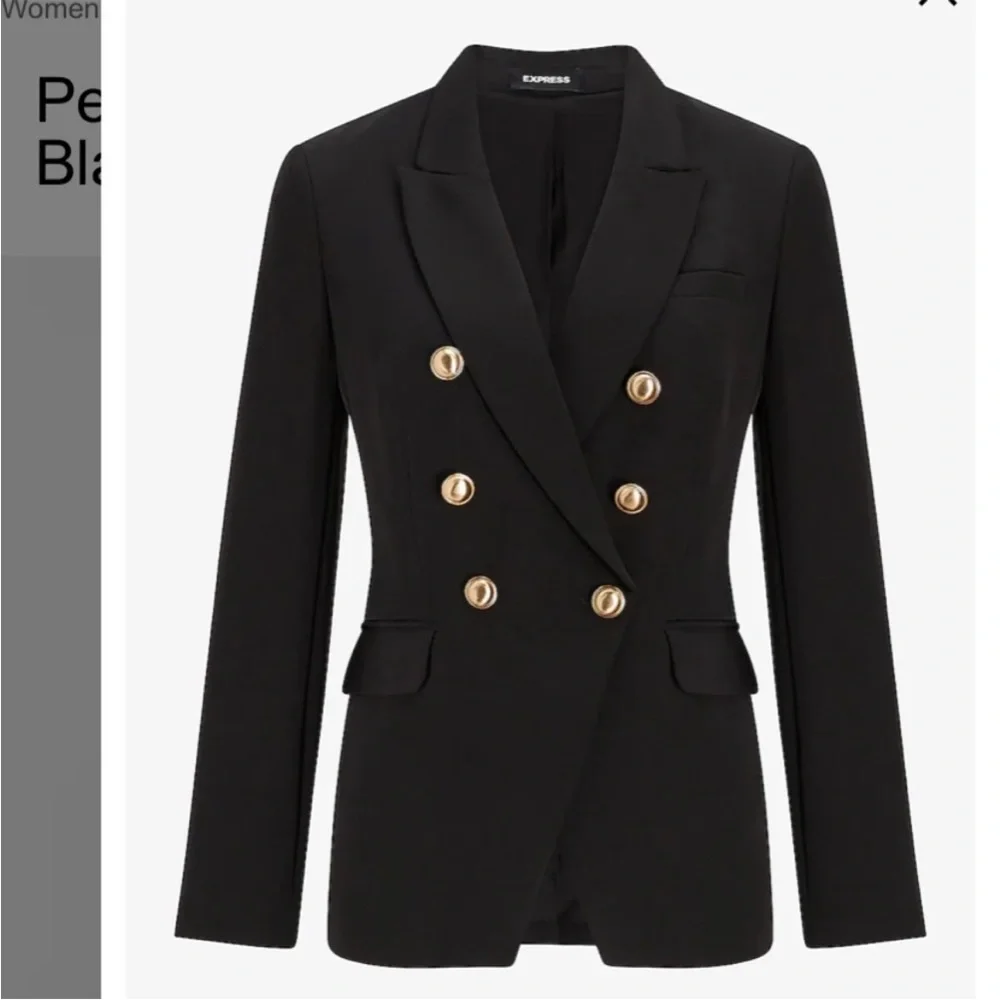 🔲 Express blazer jacket chic gold button new